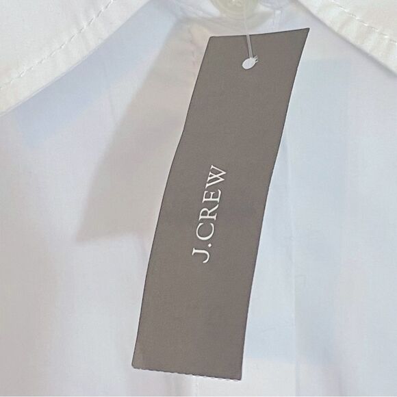 J Crew NWT Fitted Waist Shirt Dress in Cotton Poplin Size 2 in White | Belted - Picture 13 of 14